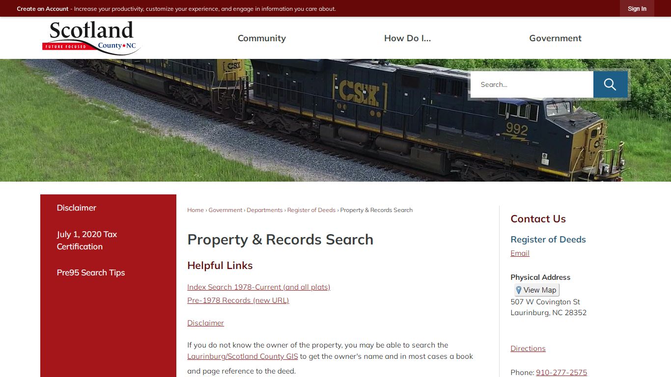 Property & Records Search | Scotland County, NC