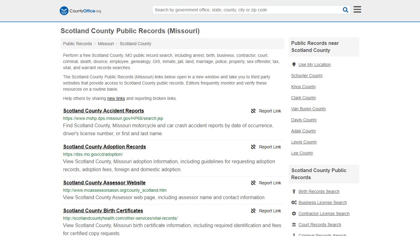 Scotland County Public Records (Missouri) - County Office