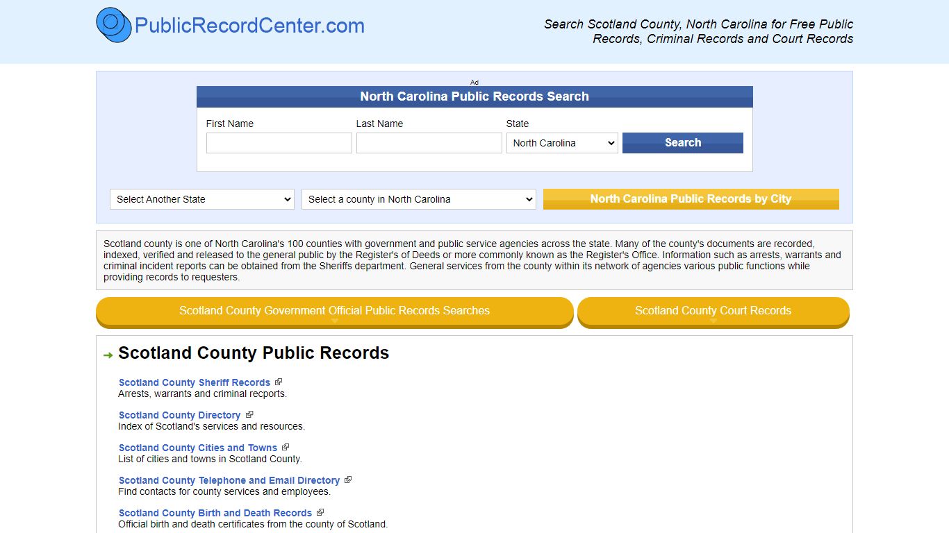 Scotland County North Carolina Free Public Records - Court Records ...