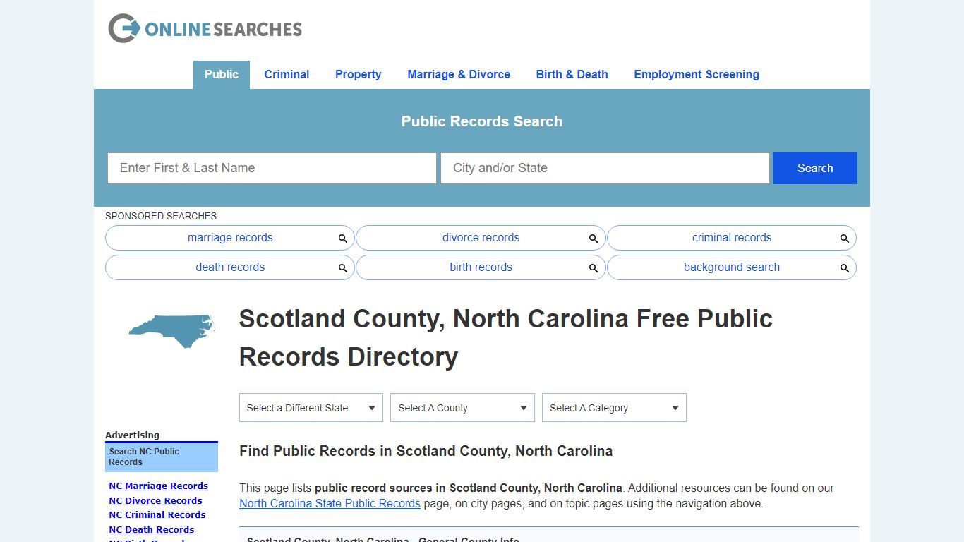 Scotland County, North Carolina Public Records Directory